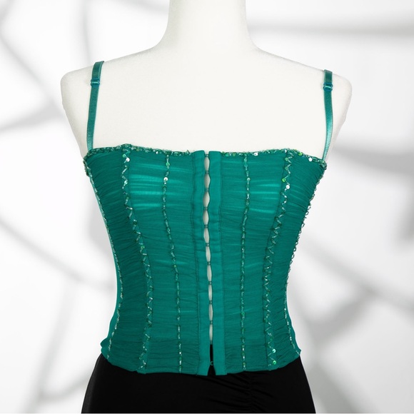 SOLD!! Marciano Turquoise Corset with Stunning Bead Details, Size XS (Gem Find) - Picture 1 of 8